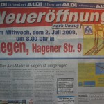 Anzeige ALDI in der Siegener Zeitung 02. Juli 2008
