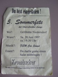 Einldung zu Sommerparty 1997 von den Oberschelder Jungs