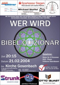 Plakat der Veranstaltung Wer wird Bibel-Quizionär im Jahre 2004